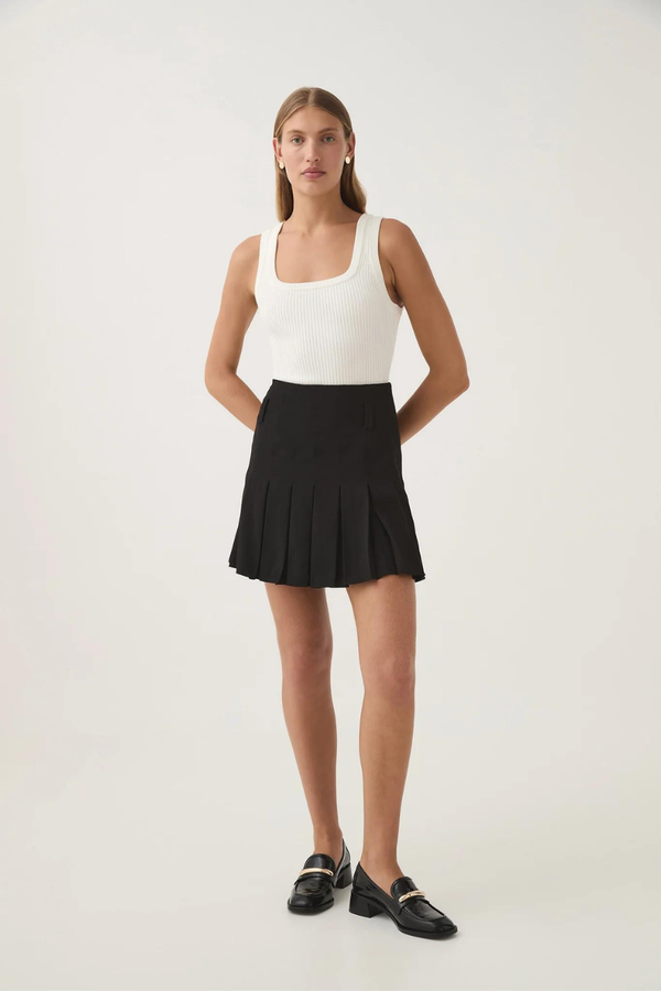 Exedra Pleated Mini Skirt Black