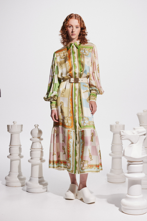 Checkmate Silk Shirtdress Multi