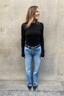 Sara Long Sleeve Rib Top Black
