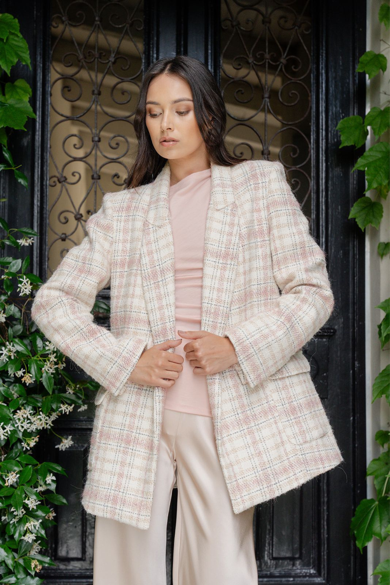 Marjorie Blazer Pink Tweed