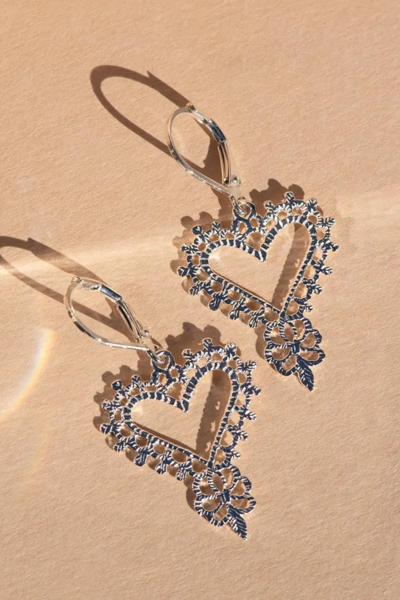 Gypsy Heart Earrings Silver