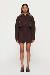 Dakota Boiled Wool Bomber Chocolate