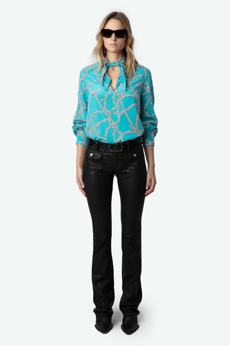 Tuile Silk Blouse Aqua