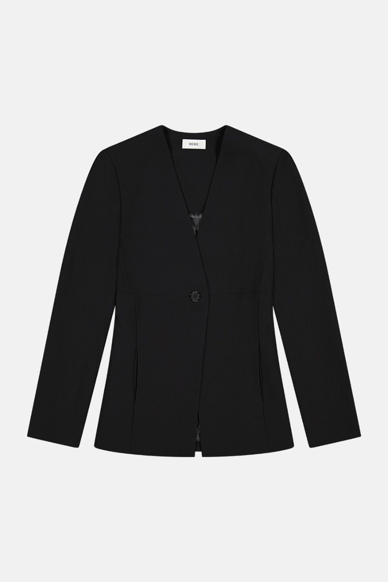 Collarless Blazer Black