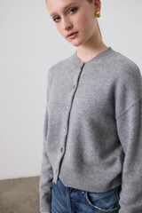 Boxy Cashmere Cardigan Grey Marle