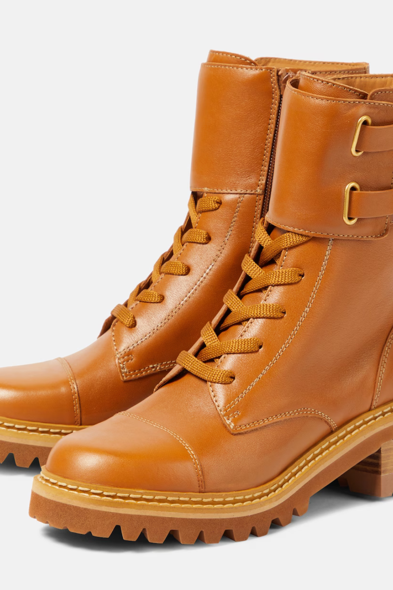 Mallory Buckled Ankle Boots Tan Leather