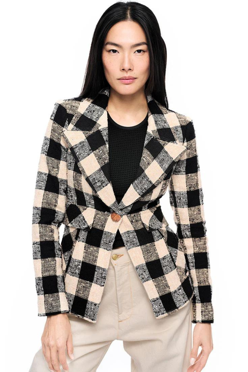 Cut-Away Blazer Black Check