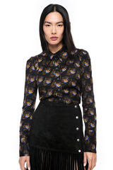 Box Pleat Shirt Black Floral