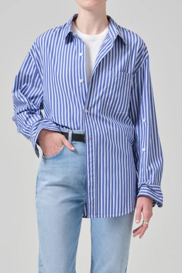 Kayla Shirt Navy Mesa Stripe