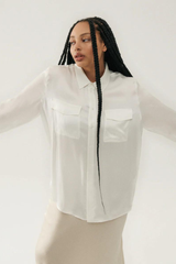 Silk Laundry Boyfriend Shirt White