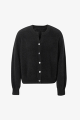 Round Neck Cashmere Cardigan Black