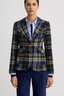 Two Button Patch Pocket Blazer Blue Plaid
