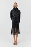 Leather Fringe Skirt Black
