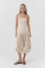 Raw Silk Asymm Balloon Dress - Cloud Cream