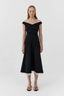 Compact Cotton Off Shoulder Dress Black