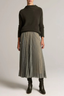 Sheer Houndstooth Pleated Pull-On Skirt Black/ Sage