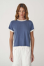 Rania Contrast Knit Tee Chalk Blue
