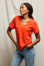 Hendrix Cotton Boxy V Neck Tee Tomato