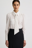Neck Tie Box Pleat Shirt White Stripe