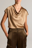 Cowl Neck Cap Sleeve Blouse Carmello