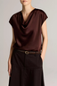 Cowl Neck Cap Sleeve Blouse Dark Cherrywood