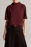 Draped Funnel Neck Top Black Rose