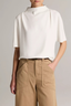 Draped Funnel Neck Top Off White