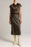 Ombre Plaid Slip Skirt Black/ Camel