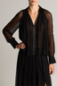Sheer Gathered Blouse Black