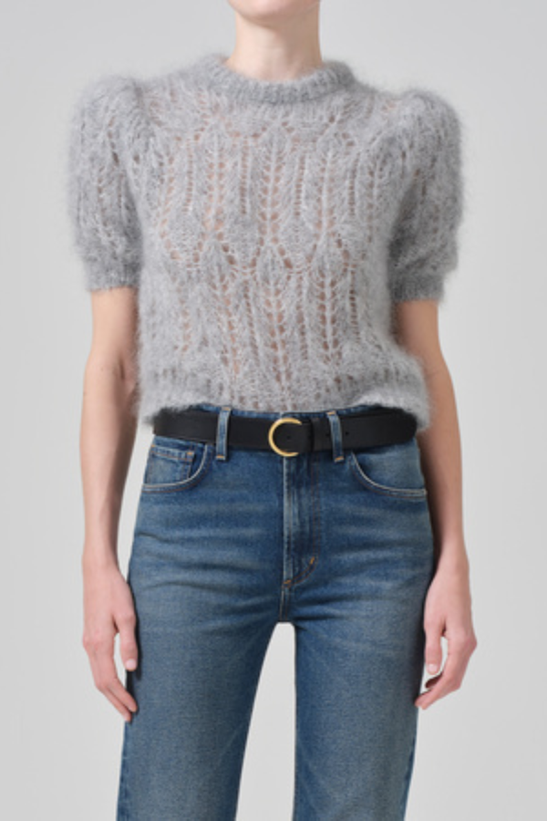 Odette Puff Sleeve Sweater Heather Grey