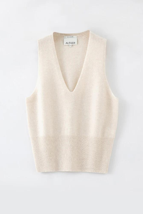 N.180 Cashmere V-Neck Tank Pearl Shell