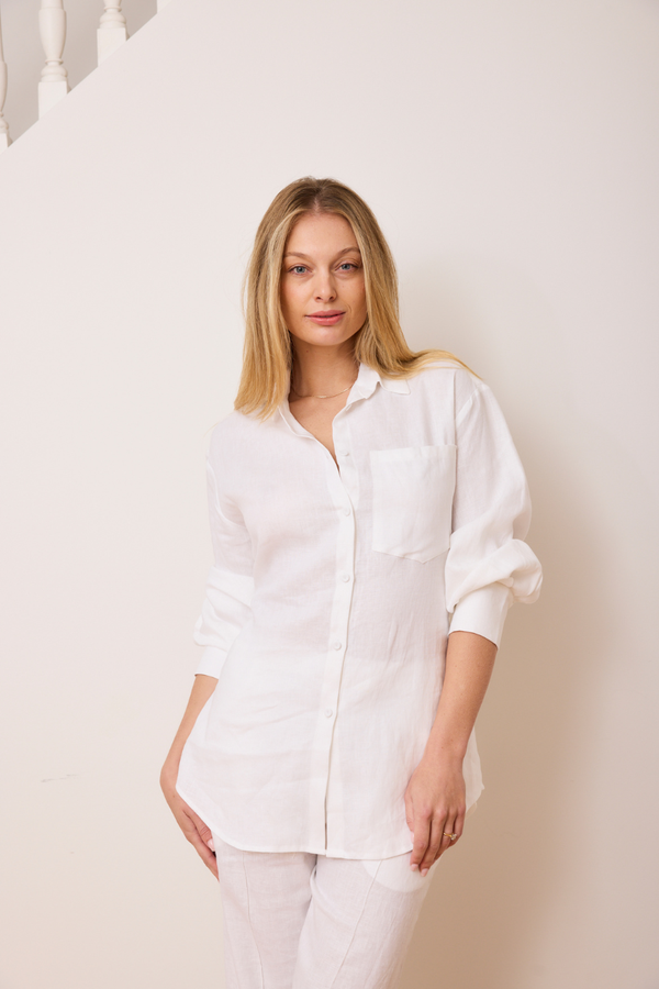 9-5 Shirt White Linen