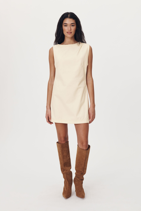 Bowe Denim Mini Dress Creme