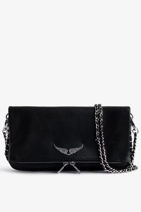 Rock Wings Grained Leather Bag Noir