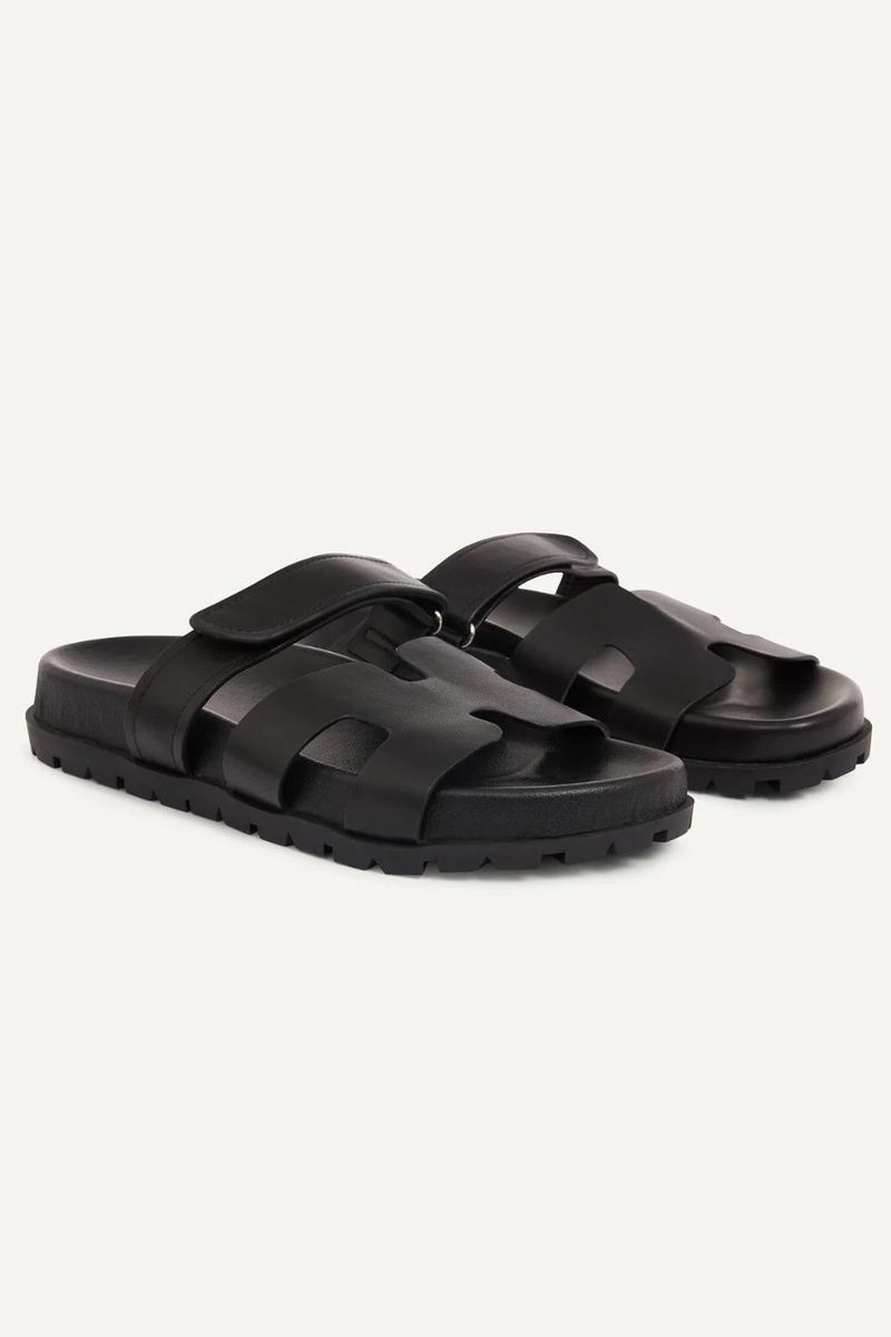 Harley Leather Slides Black