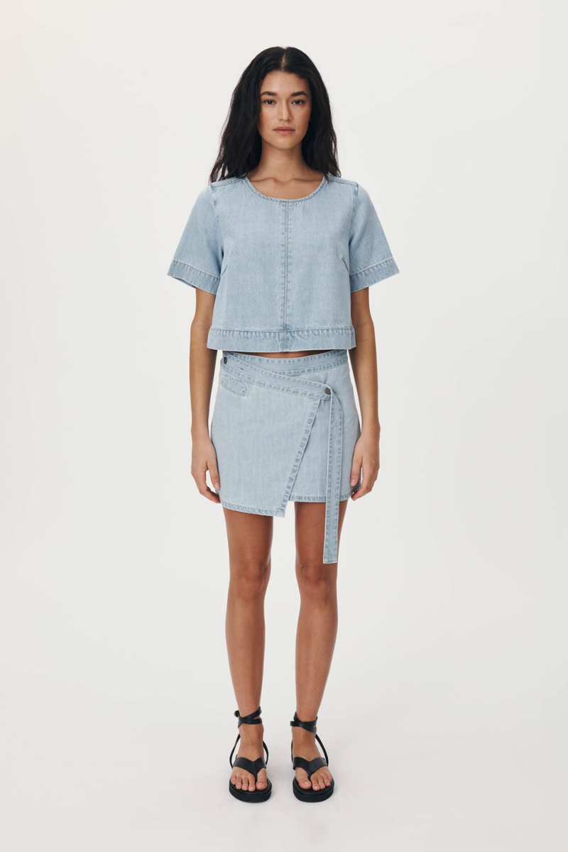 Melissa Denim Mini Wrap Skirt Azul