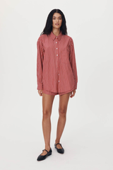 Ramona Stripe Long Sleeve Shirt Cherry Red