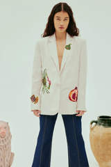 Seb Embellished Blazer Cream