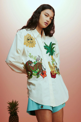 Tiger Embroidered Shirt White