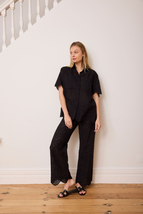 Broderie Lounge Pant Black Broderie