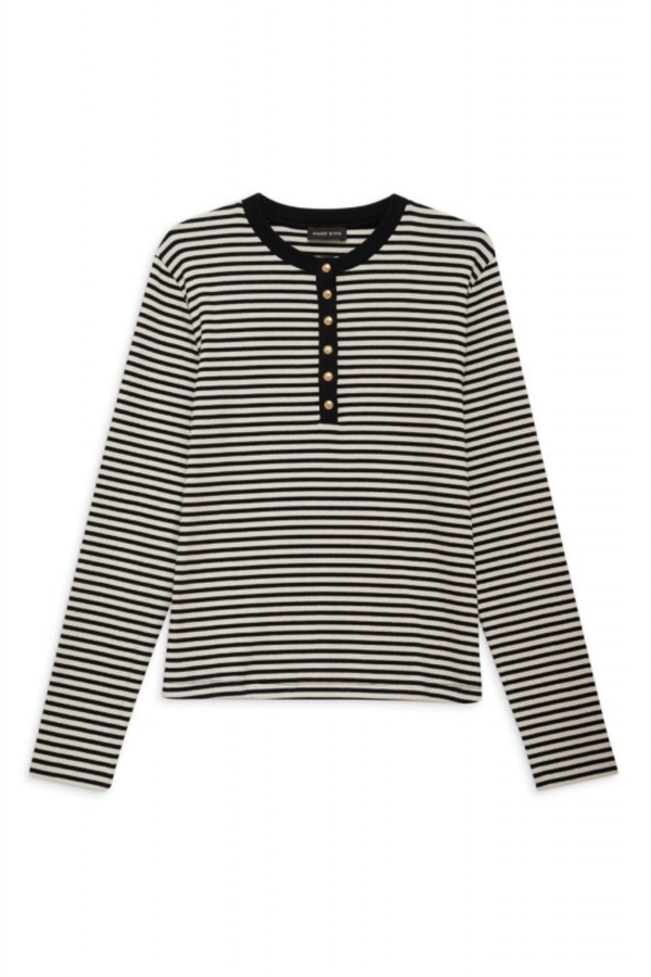 Alessia Long Sleeve Tee Cream And Black Stripe