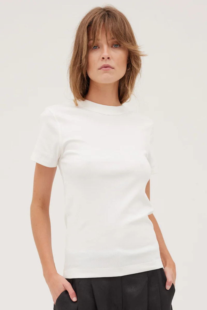 The Ribbed Tee White