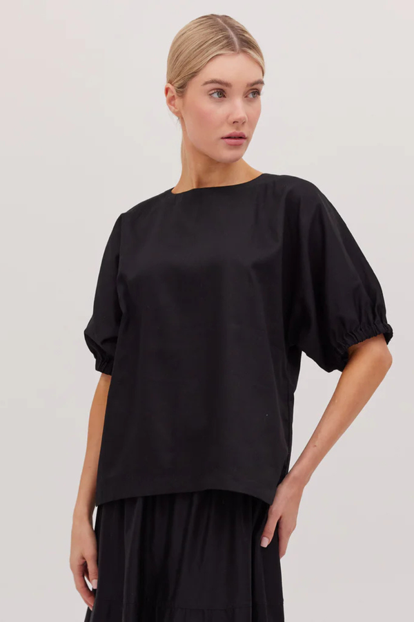 The Gathered Sleeve Top Black