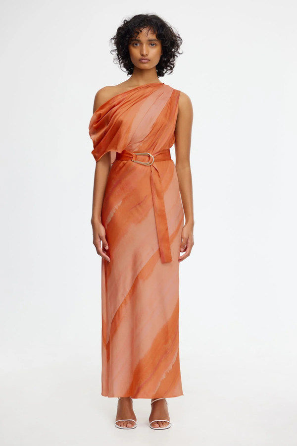 Boise Midi Dress Melon Watercolour