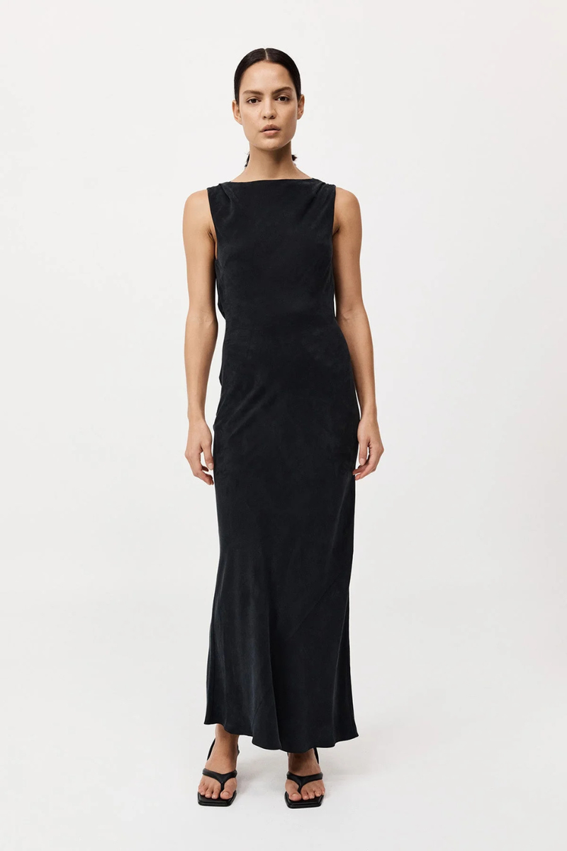 Draped Cowl Dress Black