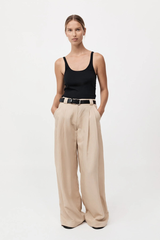 Wide Leg Pleat Pants Dune