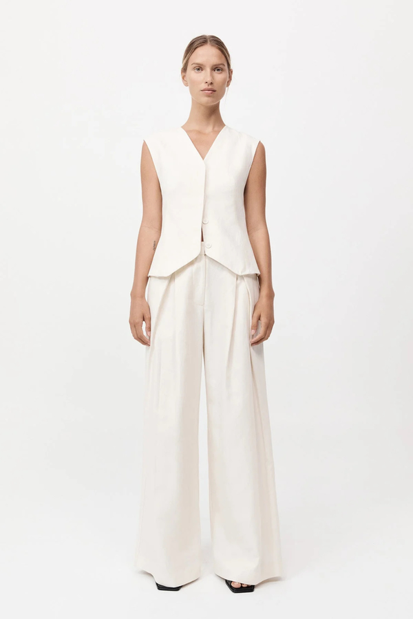 Minimal Fold Trousers Ivory