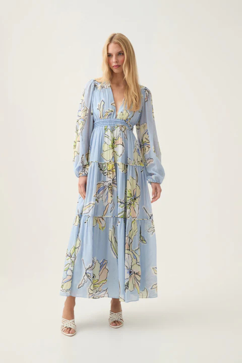 Romantica Voile Maxi Dress Blue Hibiscus