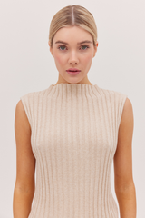 The Ribbed Funnel Neck Tank Jute