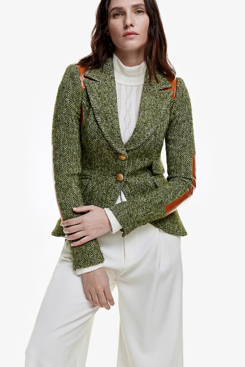 Rifle Patch Equestrian Blazer Moss Herringbone